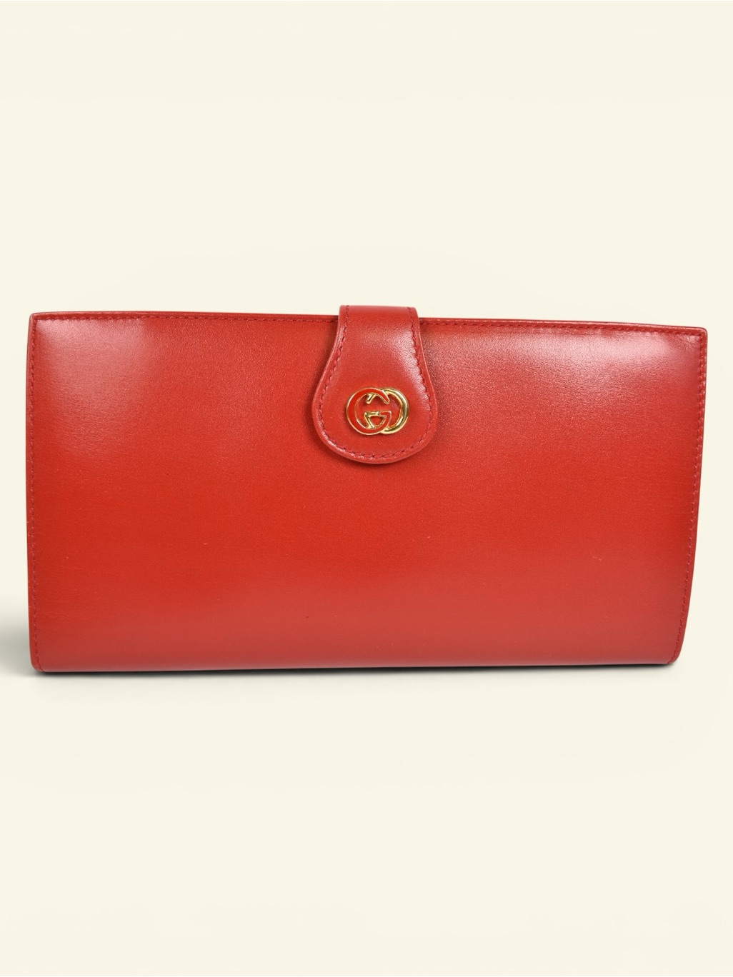 Gucci Red Leather Snap-Closure Wallet With Gold Logo